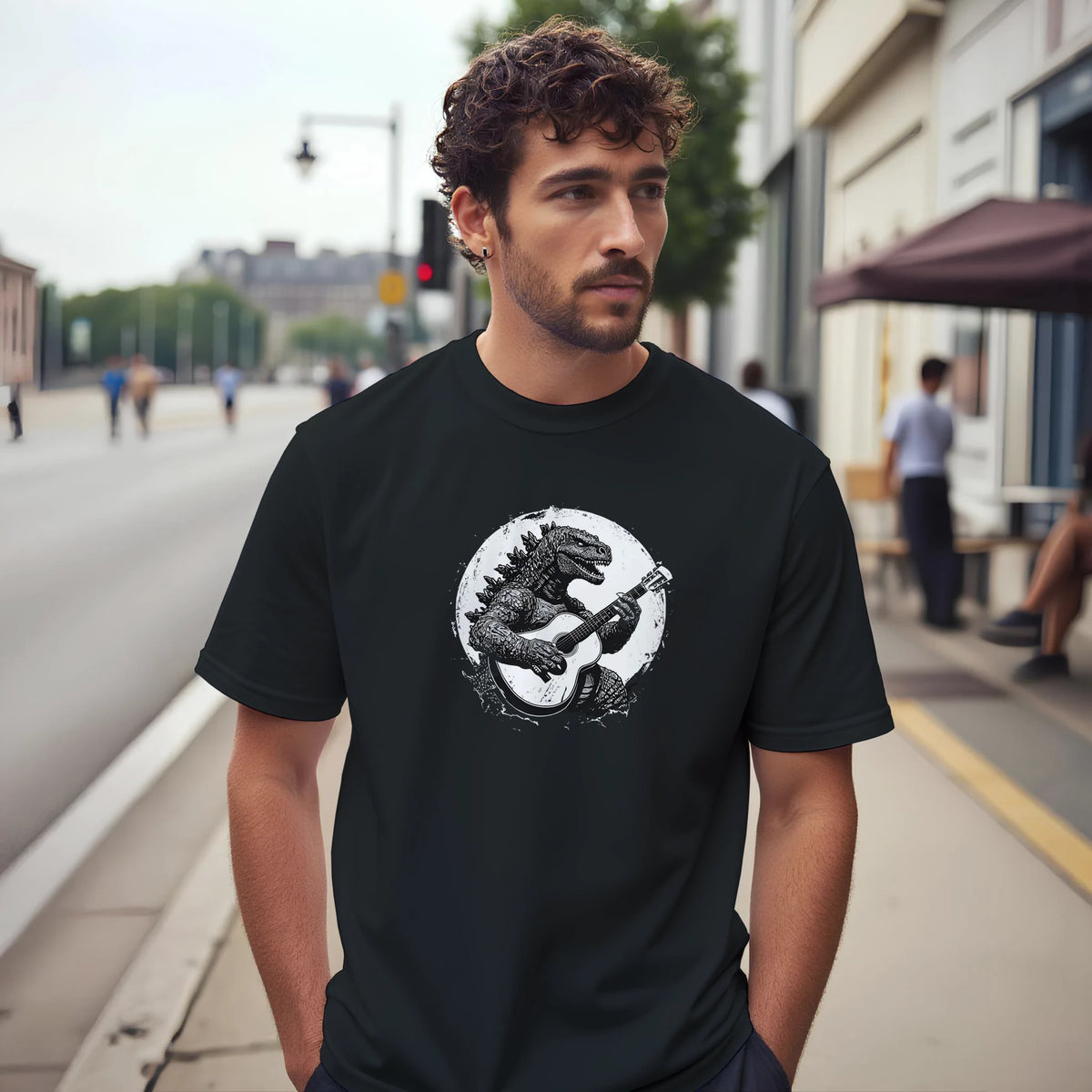 T-shirt Rockzilla Guitar Leafwisp - illustration guitare rock monstre, vue 7