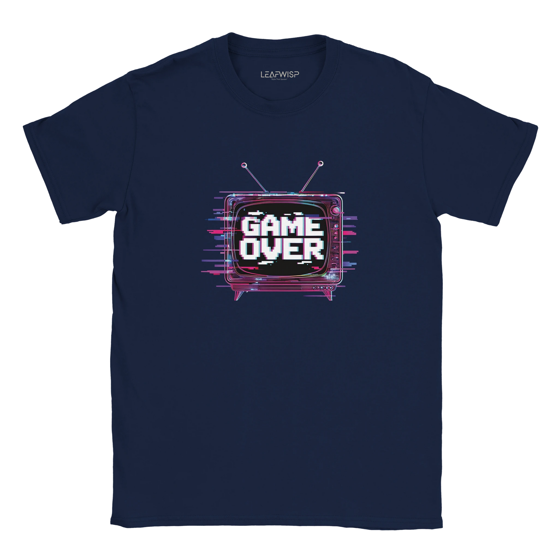 GAME OVER T-shirt Leafwisp - design gaming rétro glitch, coupe unisexe