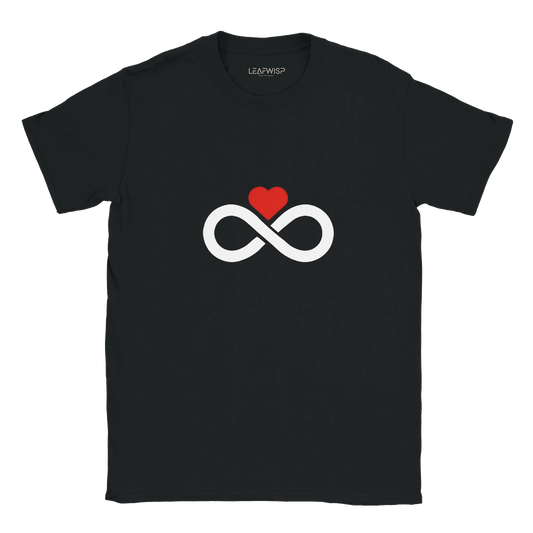 Infinite Love T-shirt Leafwisp - symbole infini coeur amour, coupe unisexe