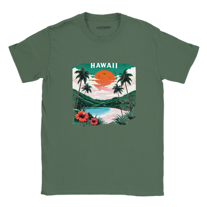 Hawaii Sunset T-shirt Leafwisp - coucher de soleil tropical Hawaii, coupe unisexe