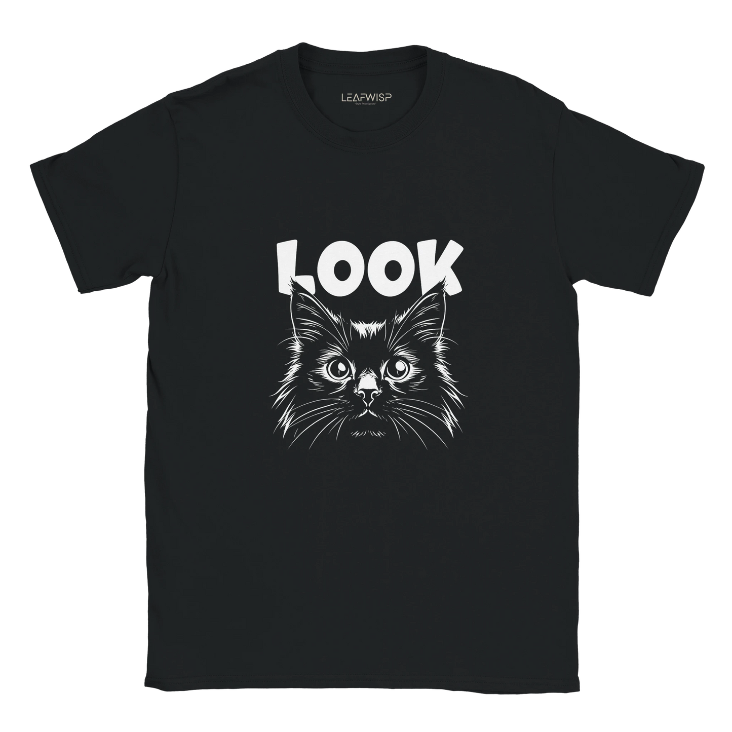 LOOK t-shirt Leafwisp - illustration chat minimaliste, coupe unisexe