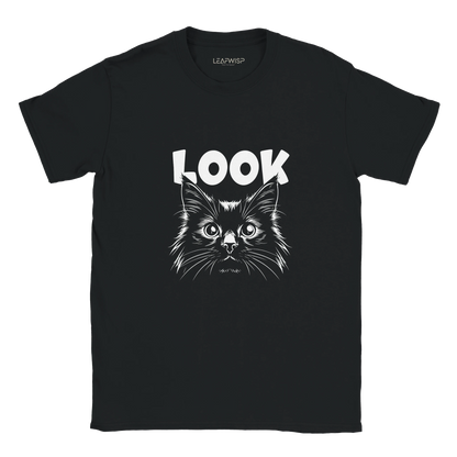 LOOK t-shirt Leafwisp - illustration chat minimaliste, coupe unisexe