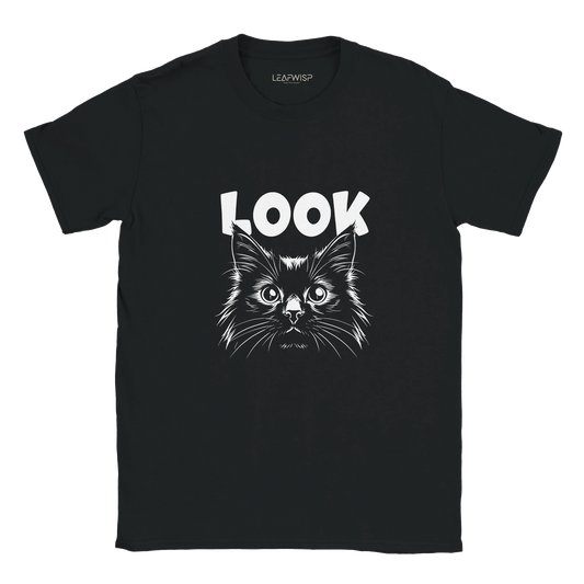 LOOK t-shirt Leafwisp - illustration chat minimaliste, coupe unisexe