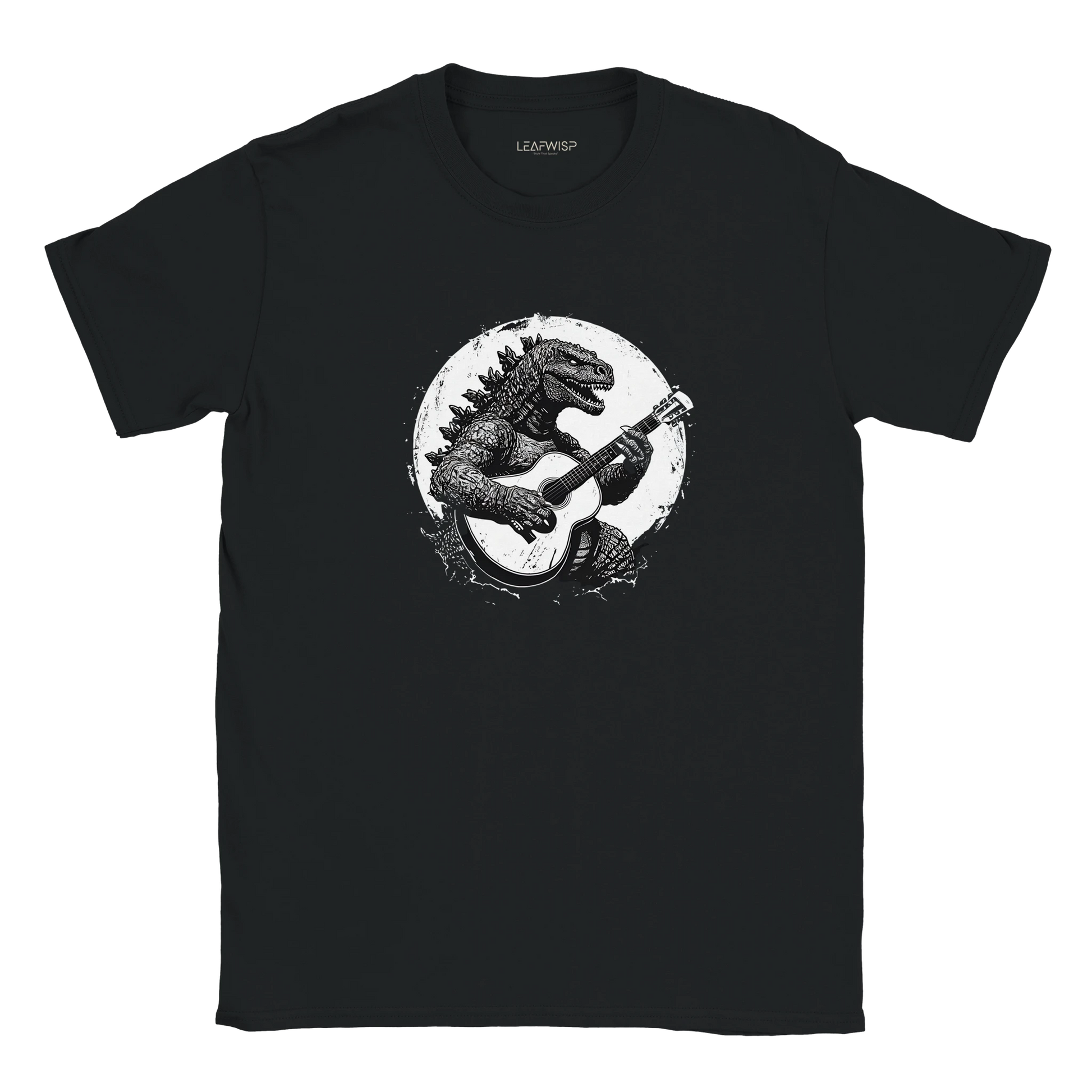 Rockzilla Guitar T-shirt Leafwisp - illustration guitare rock, coupe unisexe