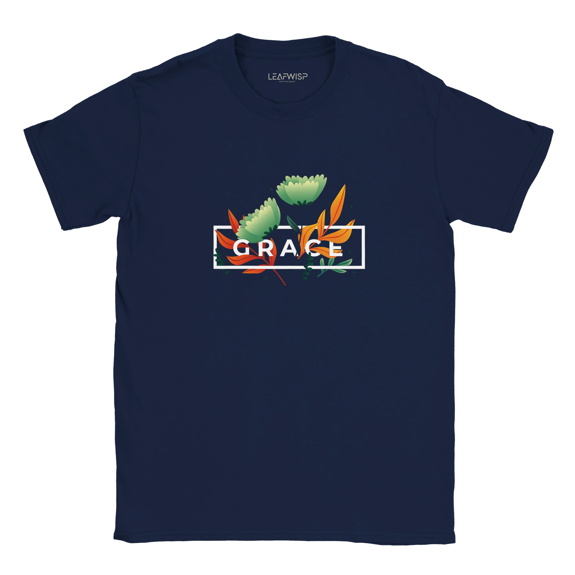 Grace in Bloom T-shirt Leafwisp - illustration fleurs élégante, coupe unisexe
