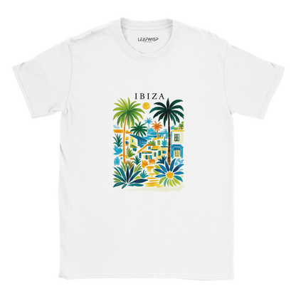 IBIZA Sun Vibes T-shirt Leafwisp - design été Ibiza évasion, coupe unisexe