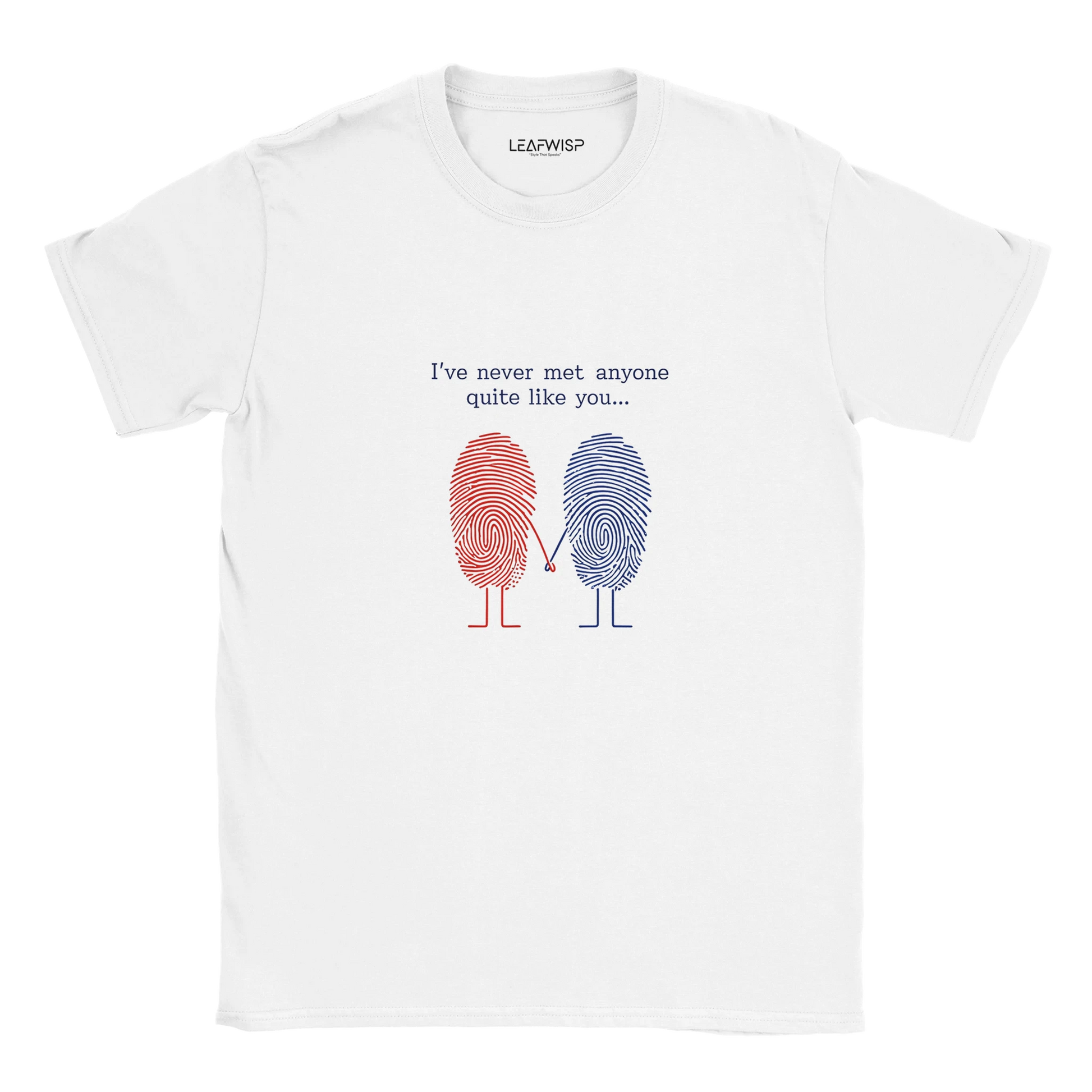 Fingerprint Connection T-shirt Leafwisp - design empreintes amour minimaliste, coupe unisexe
