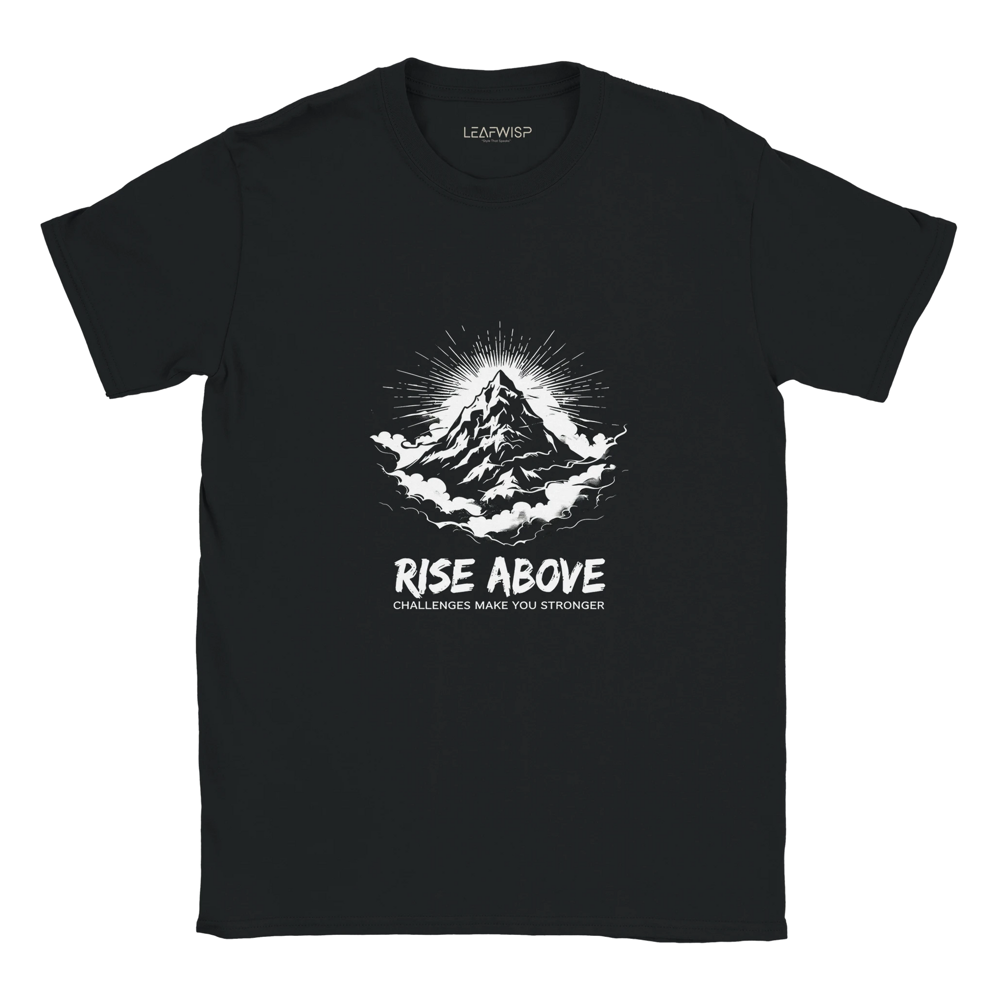 RISE ABOVE T-shirt Leafwisp - typographie motivation résilience, coupe unisexe