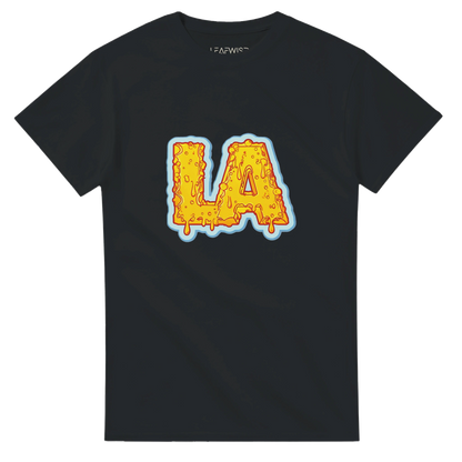 LA CHEESE DRIP T-shirt Leafwisp - lettrage fromage fondant humour, coupe unisexe