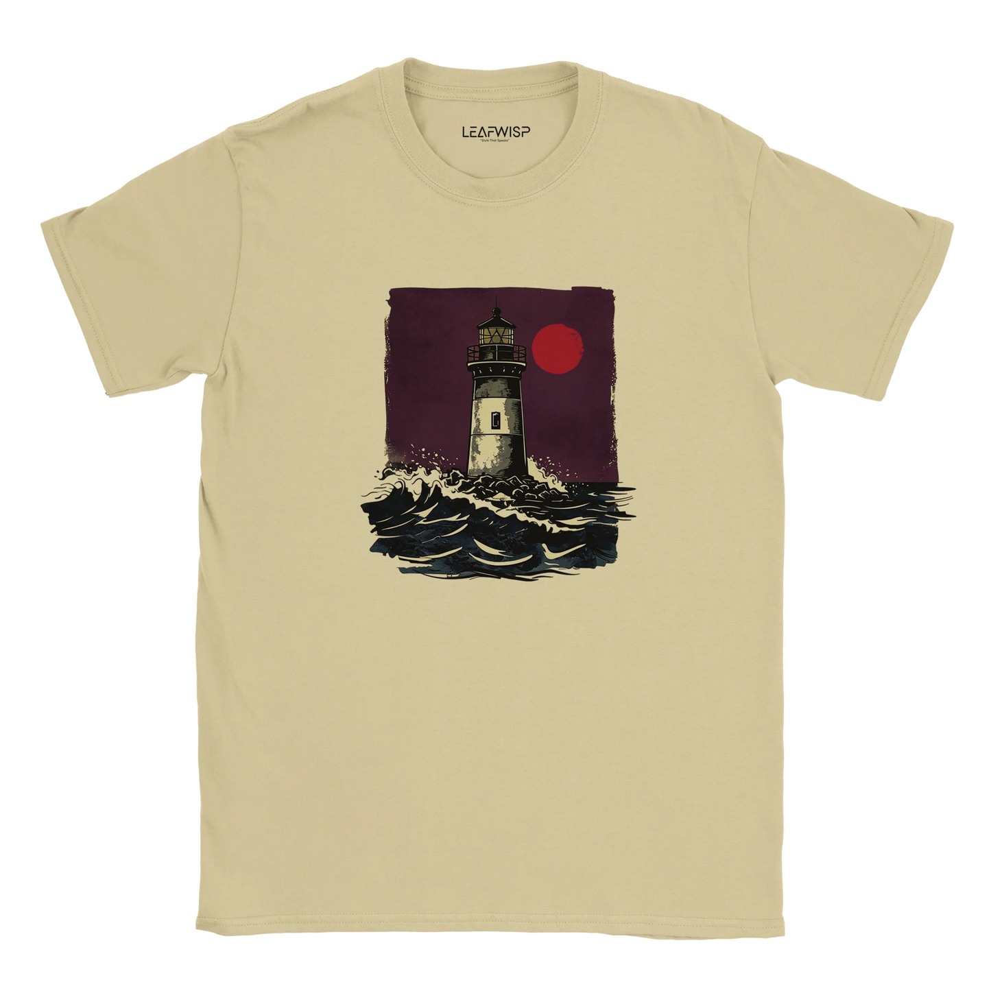 Midnight Beacon T-shirt Leafwisp - illustration océan nuit, coupe unisexe