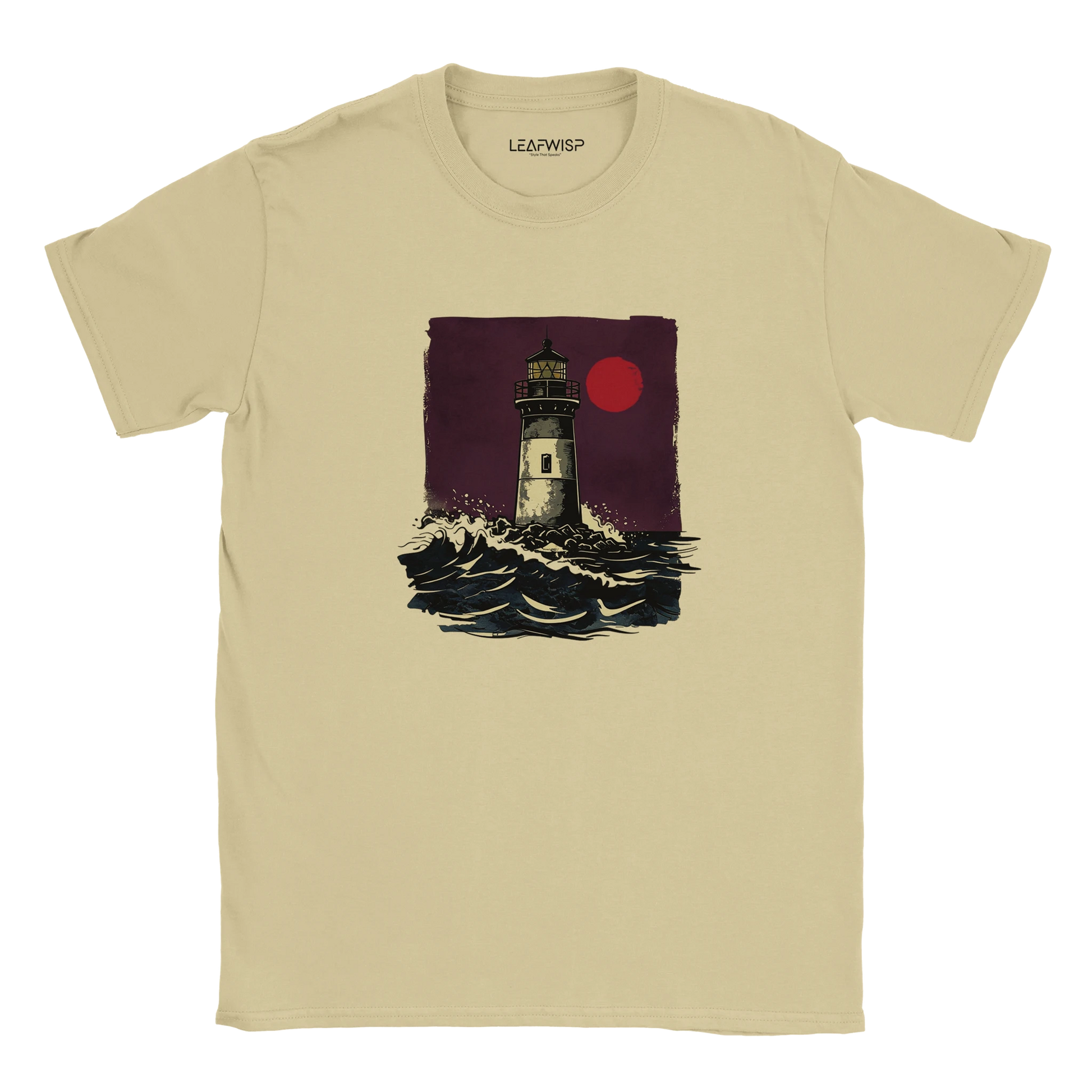 Midnight Beacon T-shirt Leafwisp - illustration océan nuit, coupe unisexe