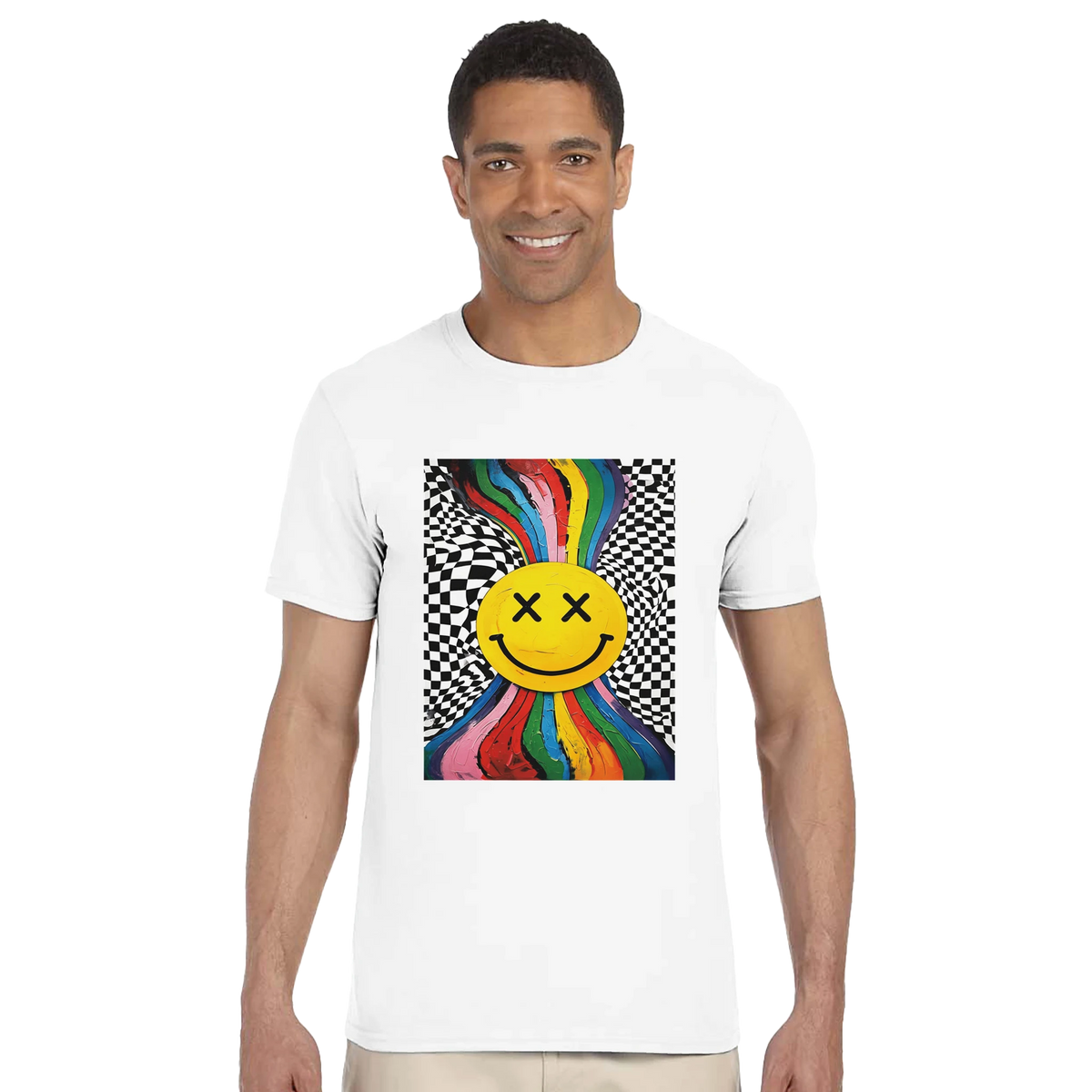 T-shirt Acid Smiley Leafwisp - design smiley psychedelique streetwear, vue 4