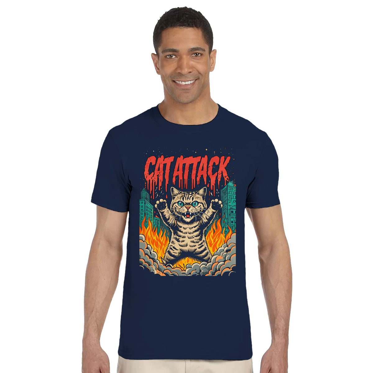T-shirt Cat Attack Leafwisp - illustration chat sauvage humour recto-verso, vue 2