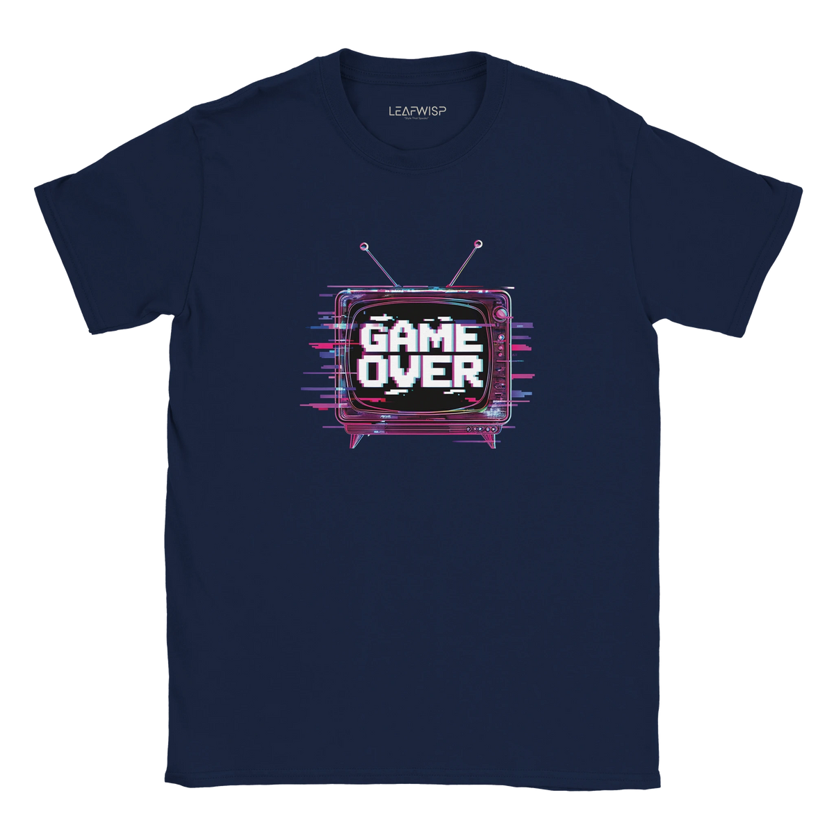 T-shirt GAME OVER Leafwisp - design gaming retro glitch pixel art, vue 1