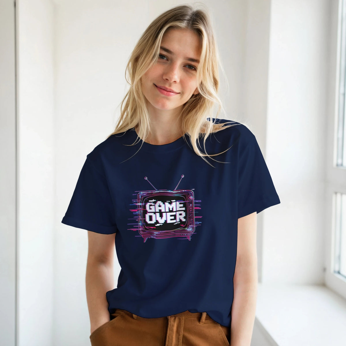 T-shirt GAME OVER Leafwisp - design gaming retro glitch pixel art, vue 3