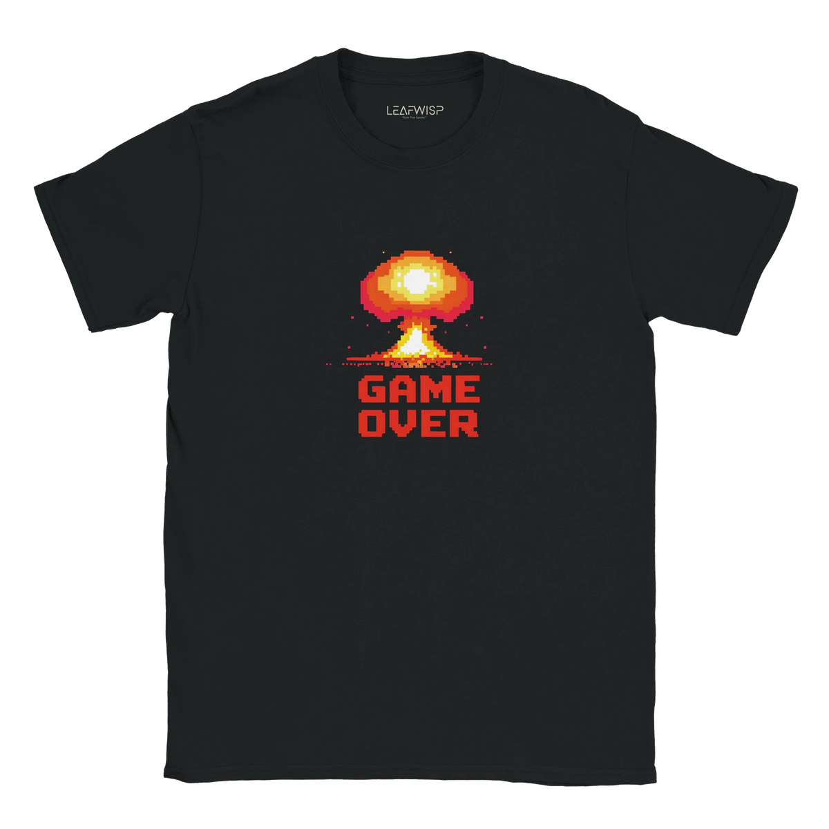 T-shirt GAME OVER Leafwisp - design gaming retro pixel art, vue 1
