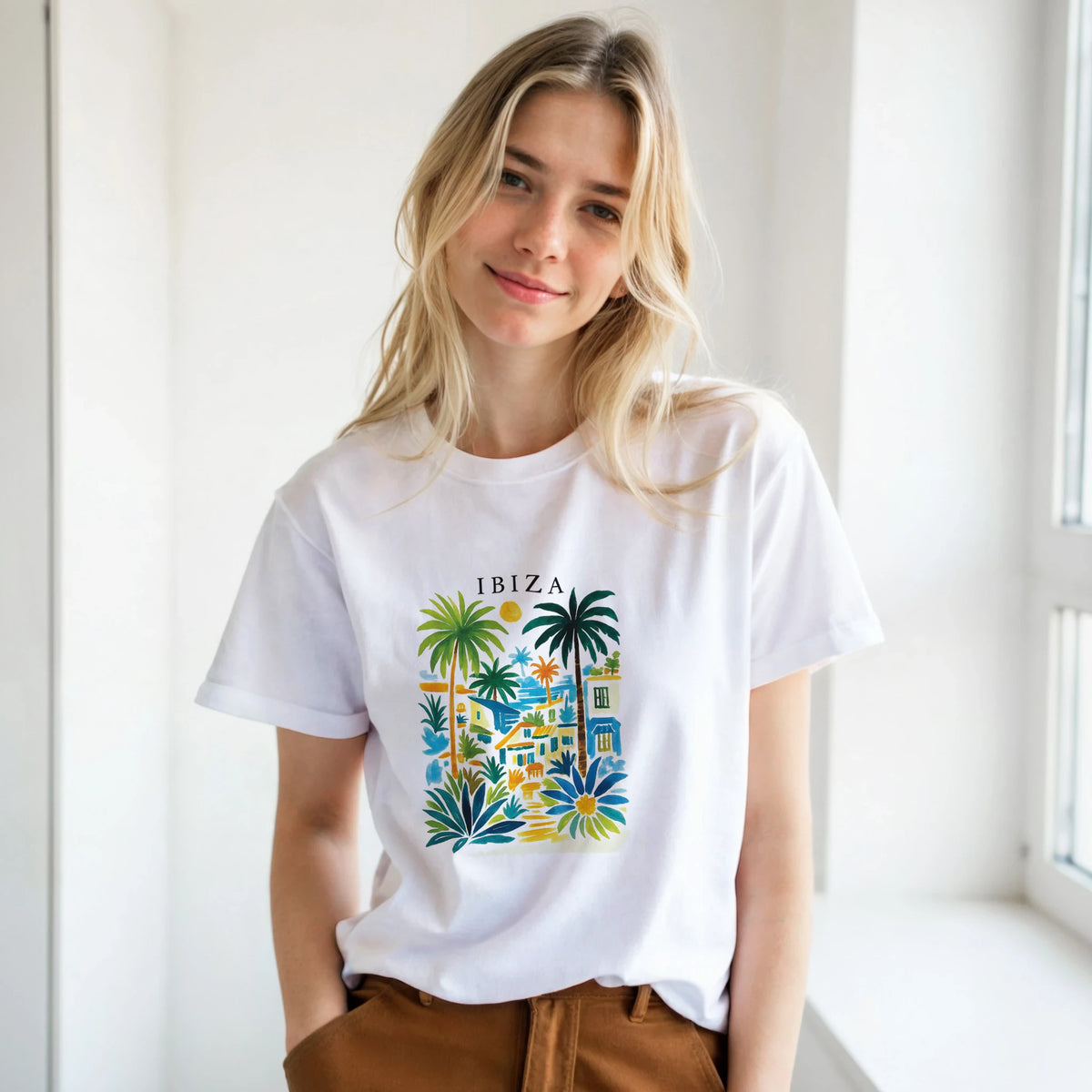 T-shirt IBIZA Sun Vibes Leafwisp - design ete Ibiza evasion soleil, vue 5