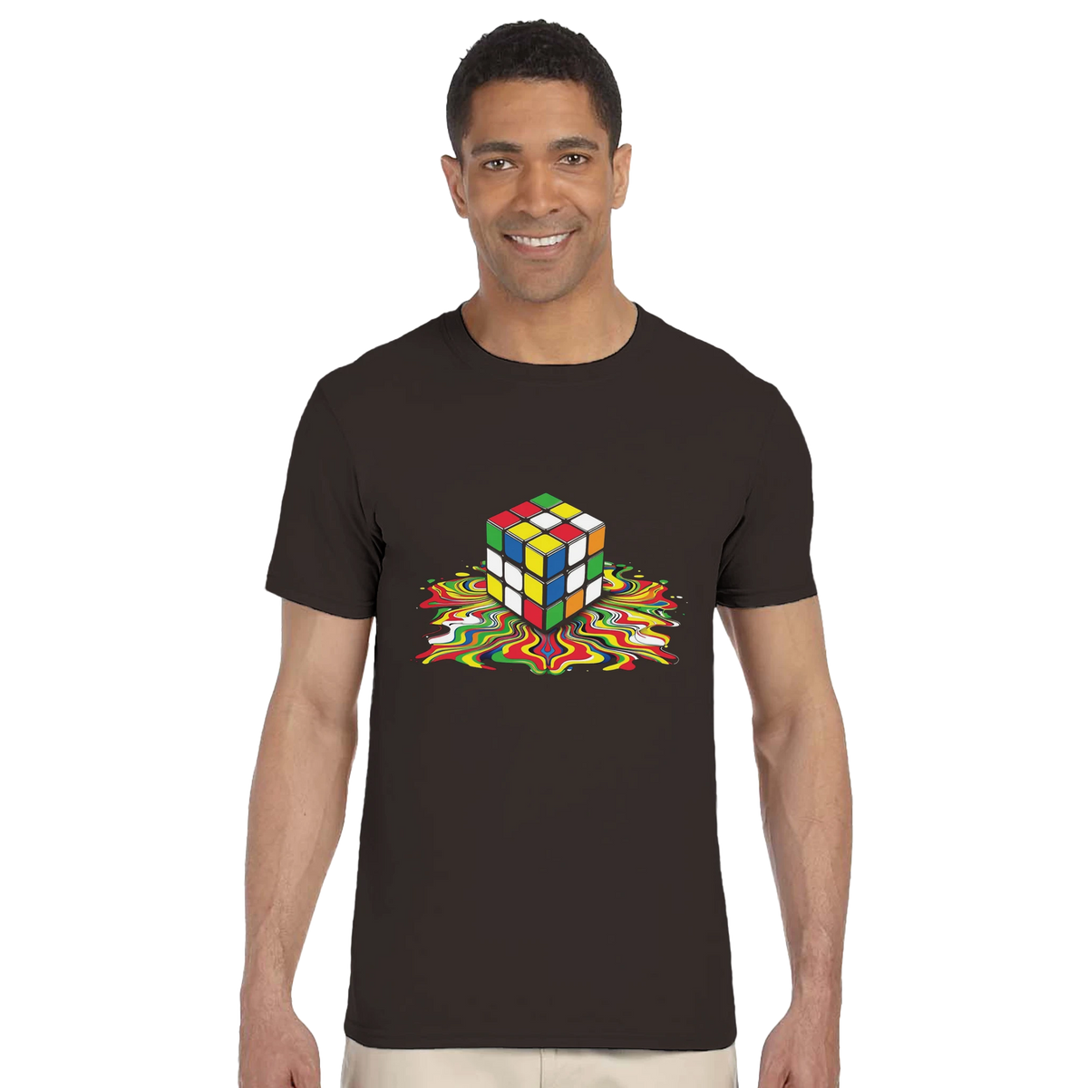 T-shirt Melted Cube Leafwisp - illustration cube fondu pop art retro, vue 3